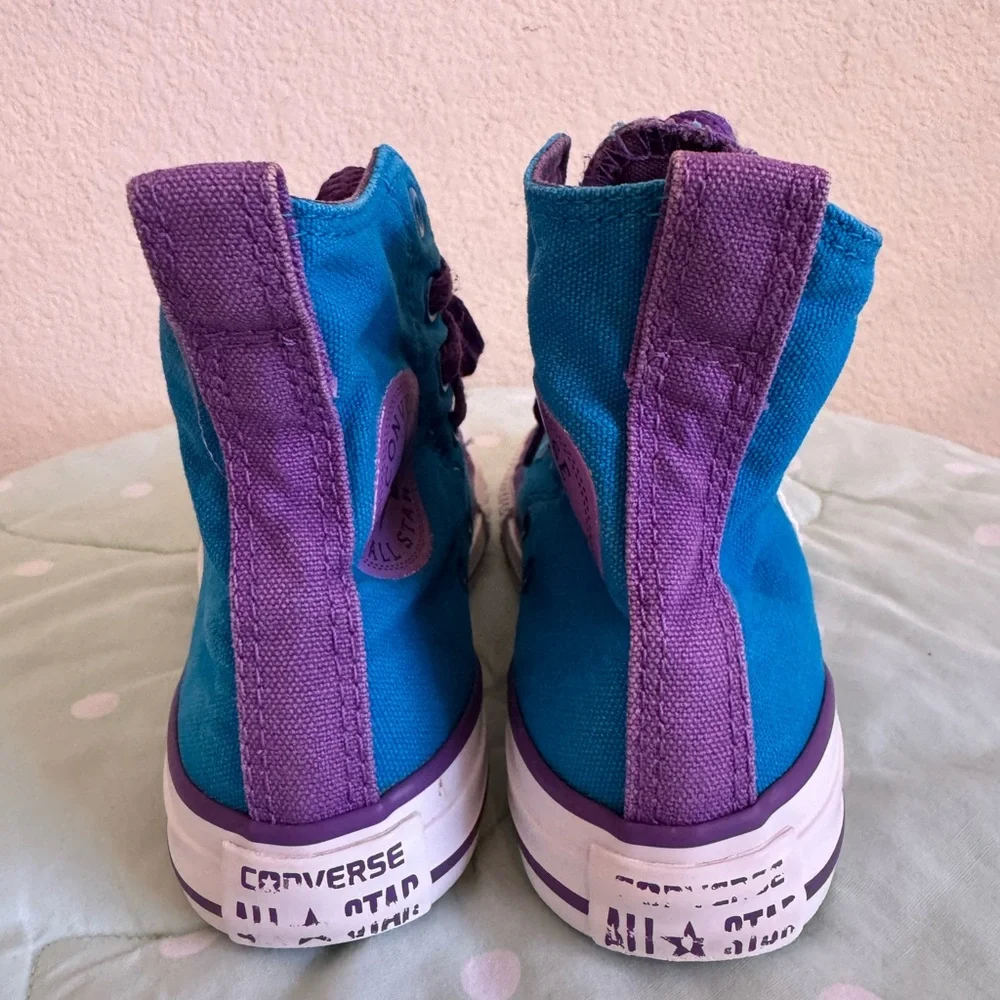 Converse Blue High-Tops with Purple Details Kids Size 10.5
